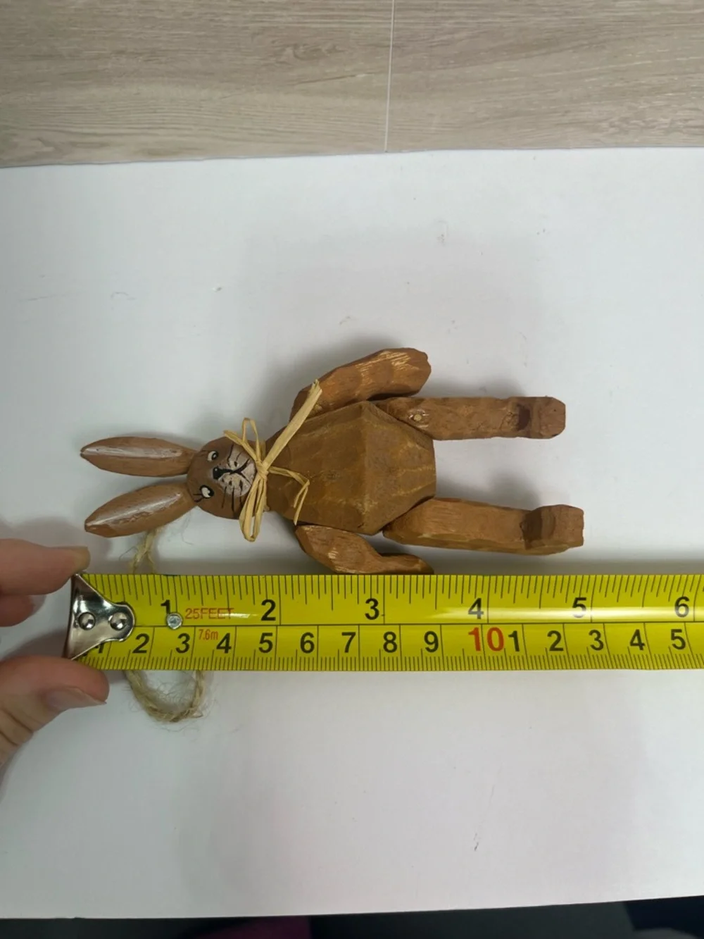 Pier 1 Christmas Easter Hanging Ornament Bunny Rabbit Wooden Carved